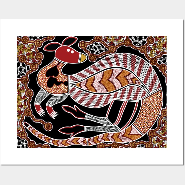 Aboriginal Art - Kangaroo Dreaming Small Wall Art by hogartharts